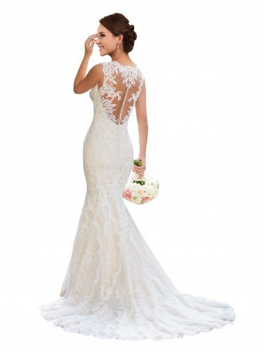 V-Neck Mermaid Vintage Lace Wedding Dress Canada