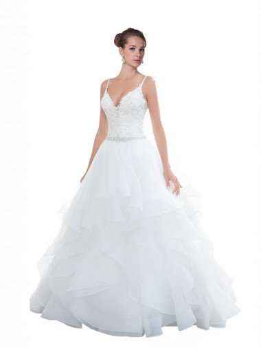 Spaghetti Straps Ball Gown Beach Wedding Dress with Lace Bodice Canada