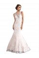 Illusion Neck Fit and Flare Tulle Wedding Dress with All Over Lace