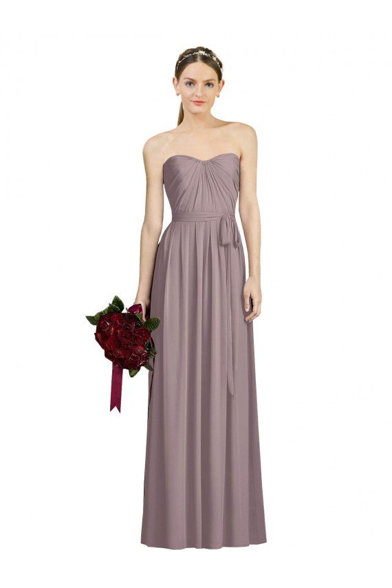 Sweetheart Neckline Long Full Length Chiffon Bridesmaid Dress