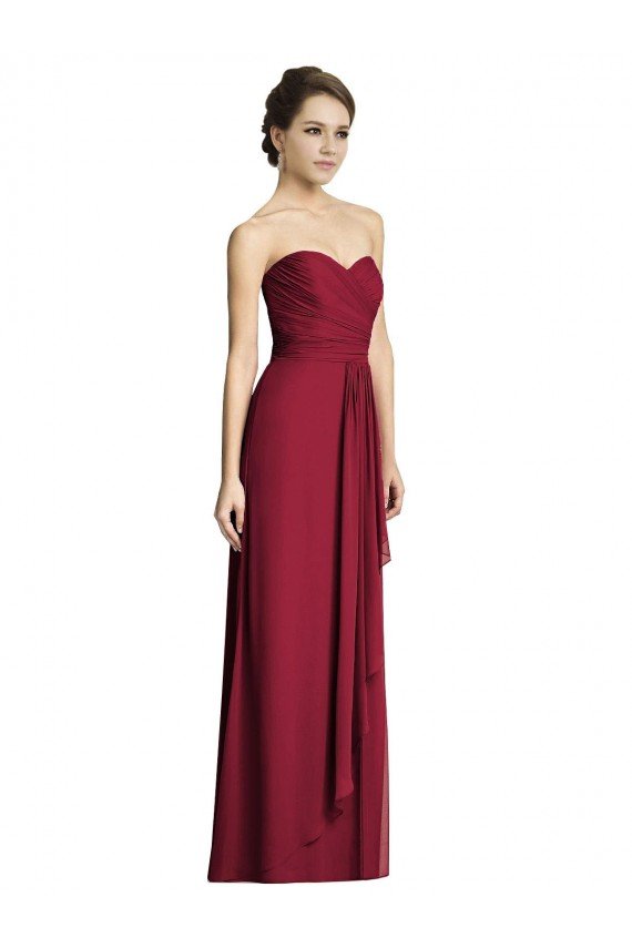 Long Strapless Chiffon Bridesmaid Dress with Side Slit