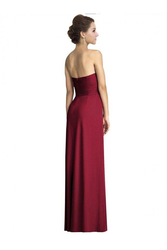 Long Strapless Chiffon Bridesmaid Dress with Side Slit
