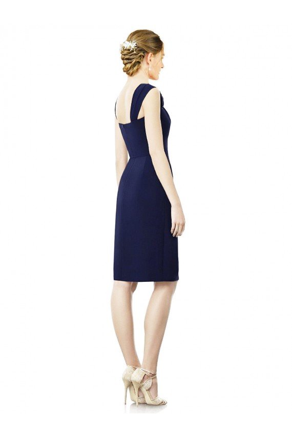 Cocktail Length Short Cap Sleeves Chiffon Bridesmaid Dress