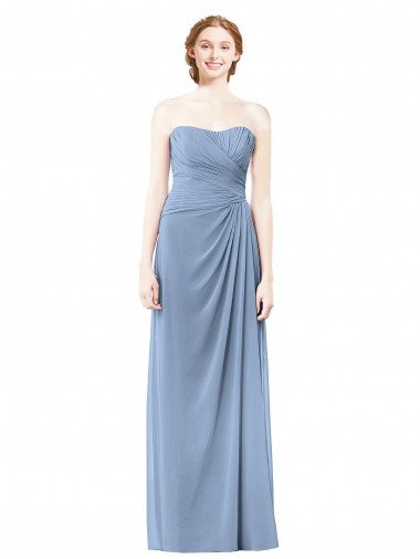 Strapless Long Chiffon Bridesmaid Dress with Sweetheart Neckline Canada
