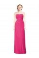 Full Length Strapless Long Chiffon Dress with Waistband