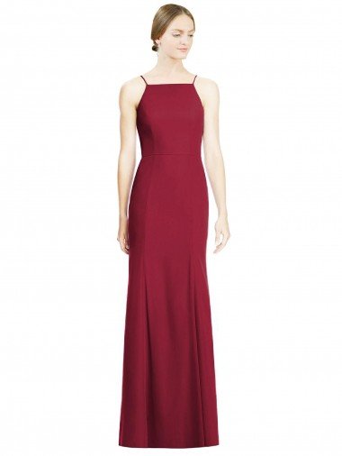 High Square Trumpet Chiffon Bridesmaid Dress with Lace-Up Open Back Canada