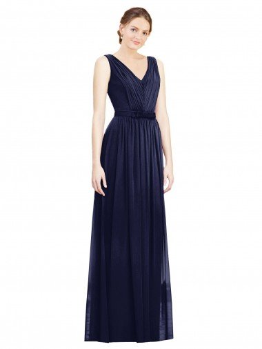 Full-Length V-Neck Lux Chiffon Bridesmaid Dress with V-Back Canada