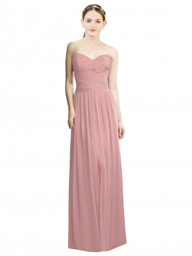Crossover Draped Sweetheart Chiffon Formal Bridesmaid Dress with Front Slit Canada
