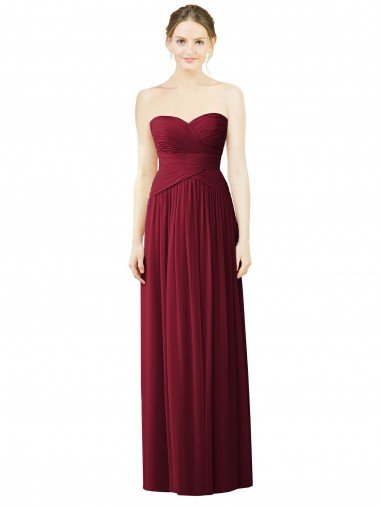 Draped Full Length Strapless Chiffon Bridesmaid Dress Canada