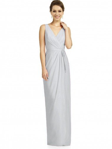 Draped V-Neck Cocktail Length Chiffon Bridesmaid Dress Canada