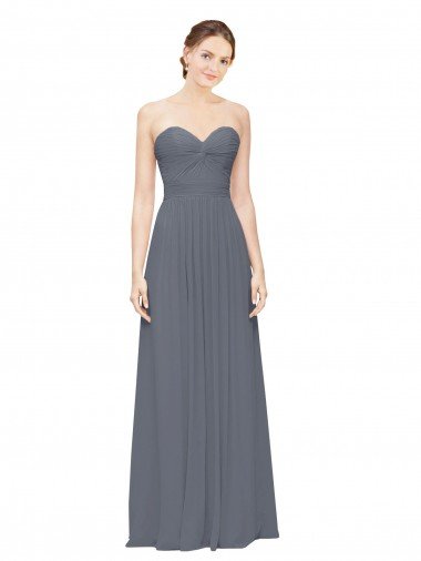 Twisted Waist Pleats Sweetheart Long Chiffon Bridesmaid Dress Canada