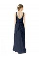 Scoop Neckline Fitted Long Chiffon Bridesmaid Dress Open Back