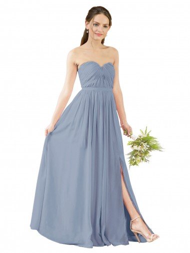 Deep Sweetheart Neckline Open Back Long Chiffon Bridesmaid Dress Canada