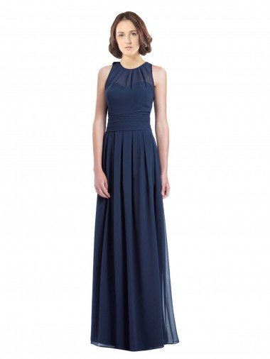 Chiffon High Neck Sleeveless Bridesmaid Dress with Pleats Canada