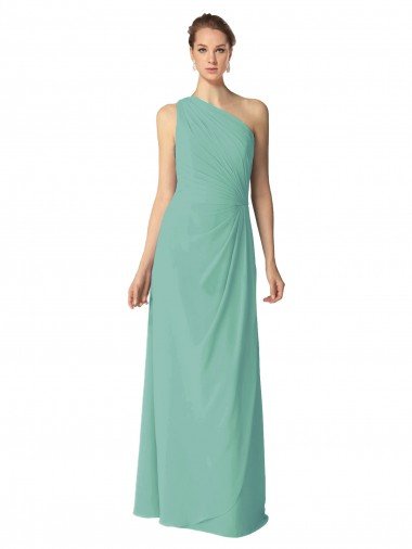 Long Chiffon One Shoulder Full Length Bridesmaid Dress Canada