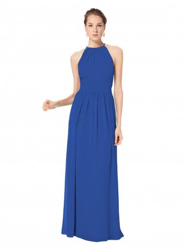 Long Chiffon High-Neck Sleeveless Bridesmaid Dress Canada