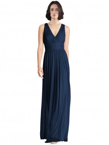 Cut Out Back Long Chiffon V-Neck Bridesmaid Dress Canada