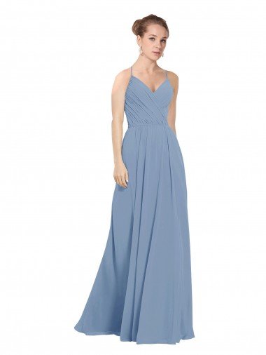 Chiffon Bridesmaids Dress with Draped V-Neck Bodice and Keyhole Back Canada