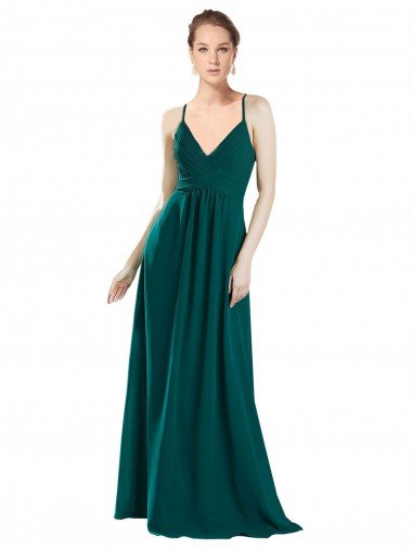 Sexy Chiffon Bridesmaid Dress with Deep V-Neckline Canada