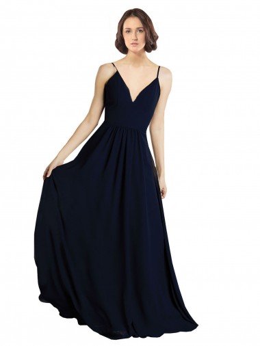Simple Chiffon Bridesmaid Dress with Deep V-Neckline Canada