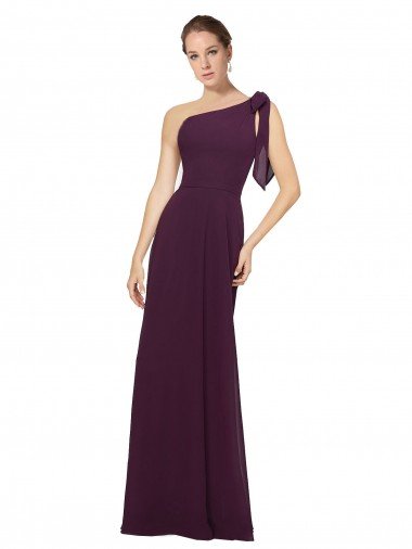 One Shoulder Chiffon Bridesmaids Dress with Shoulder Bow Canada