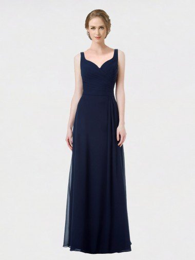 Long Chiffon Bridesmaid Dress with Sweetheart Neckline and Shoulder Straps Canada