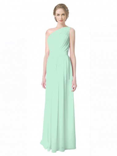 One Shoulder Chiffon Bridesmaid Dress with Asymmetrical Ruched Bodice Canada