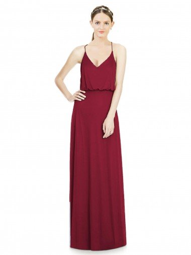 Full Length V-Neck A-Line Chiffon Boho Bridesmaid Dress Canada