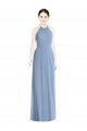 Halter Neck Tie Back Long Chiffon Bridesmaid Dress