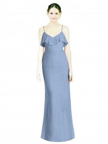 Deep Open Back Long Chiffon V-Neck Bridesmaid Dress Canada
