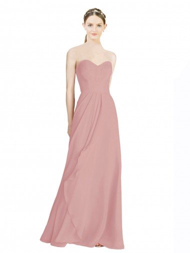 Daped A-Line Chiffon Bridesmaid Dress with Pleated Sweetheart Bodice Canada