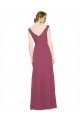V-Neckline Long Chiffon Bridesmaid Dress with Wide V-Back