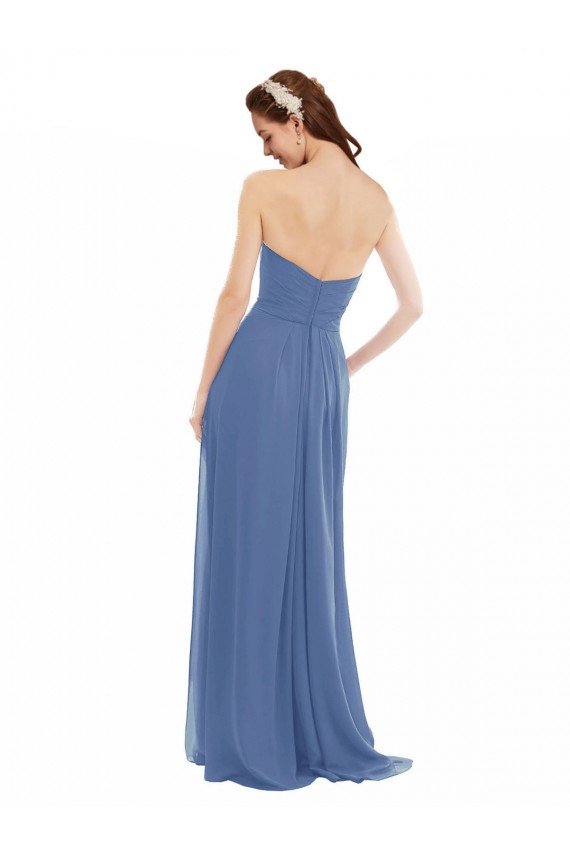 Classic Strapless Bridesmaids Dress with Draped Sweetheart Bodice and Side Slit