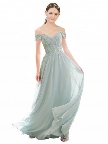 Romantic Bridesmaid Dress with Embroidered Off the Shoulder Bodice Canada