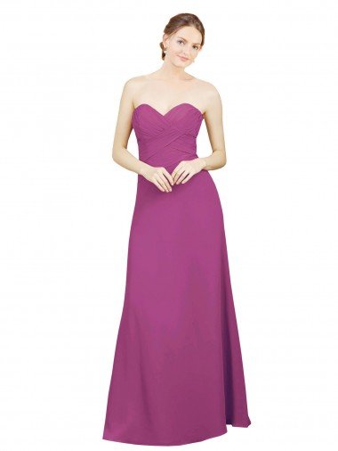 Sweetheart Neckline Pleated Chiffon Bridesmaid Dress with Low Back Canada