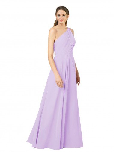 Grecian Inspired Simple One Shoulder Chiffon Formal Bridesmaid Dress with Ruching Canada