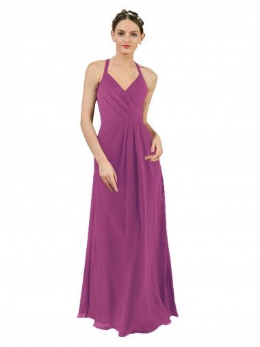 Sassy Chiffon Bridesmaid Dress with Halter Neckline Canada