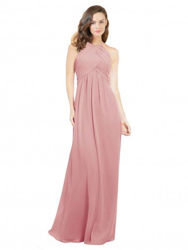 Chiffon Bridesmaids Dress with Draped Bodice and Keyhole Back Canada