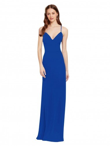 Chiffon Bridesmaid Dress with Deep V-Neck and Spaghetti Straps Canada