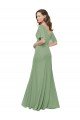 Chiffon V-Neckline Wrap Bridesmaids Dress With Double Flutter Sleeve