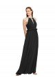 Halter Neck Front Keyhole Chiffon Bridesmaid Dress with Shirred Waist