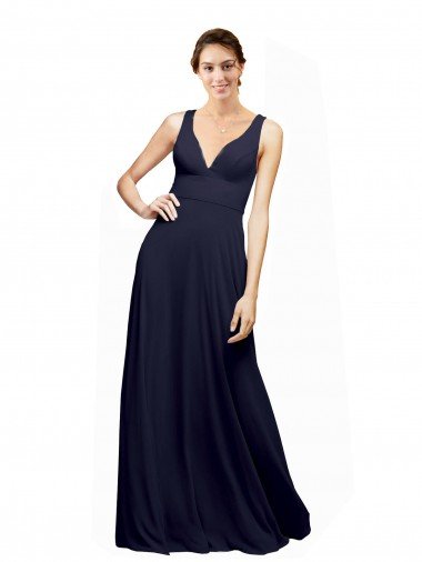 Open Back Long Chiffon Bridesmaid Dress with Plunging V-Neck Bodice Canada