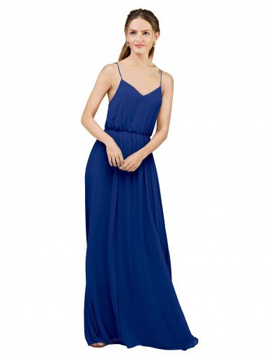 Long Chiffon Bridesmaid Dress with Spaghetti Strap Bodice Canada