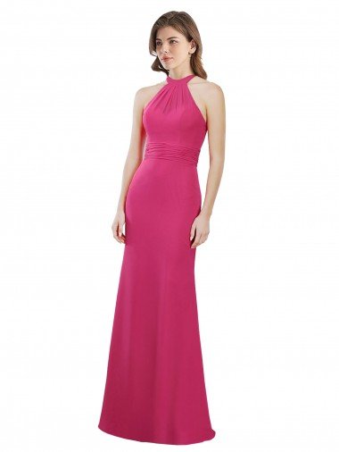 Slim A-Line Long Chiffon Bridesmaid Dress with Strappy Back Canada