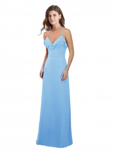 Slim Chiffon Bridesmaid Dress with Ruffled Sweetheart Neckline Canada
