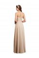 Draped Halter Neck Long Chiffon Bridesmaid Dress with Tie Back