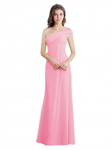 Single Shoulder Chiffon Bridesmaid Dress with Draped Bodice Canada