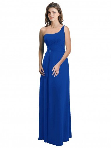 One Shoulder A-Line Chiffon Bridesmaid Dress with Pleated Bodice Canada