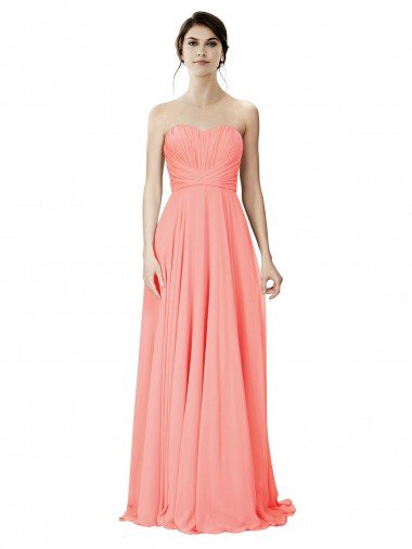 Strapless Chiffon Bridesmaid Dress with Ruched Sweetheart Neckline Canada