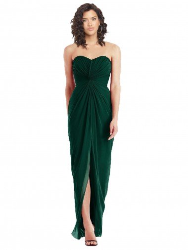 Twist Front Draped Chiffon Bridesmaid Dress with Slit Canada